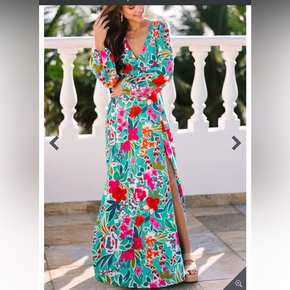Shop The Mint Dresses & Skirts - Floral Maxi Dress Long Sleeves size M